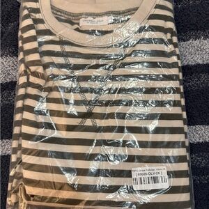 NWT Chic Soul Striped Olive and White Shirt 2x